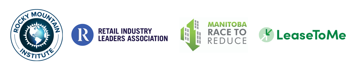 Logos for Rocky Mountain Institute, Retail industry Leaders Association, Manitoba Race to Reduce, and Lease to Me